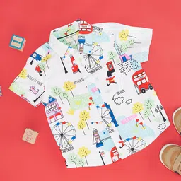 Pantaloons Baby Half Sleeves London Theme Printed Shirt - Snow White-picture-31