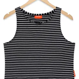 Olele Cotton Striped Crop Top - Black & White-picture-26