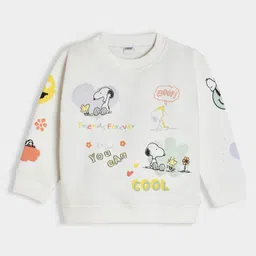 Mi Arcus Peanuts Featuring Full Sleeves Snoopy Patch Detailed Sweatshirt - White-picture-38