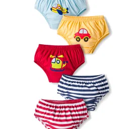 Doodle Poodle 100% Cotton Knit Vehicle Printed Briefs with Stripes Pack Of 5 -Multicolor-picture-24