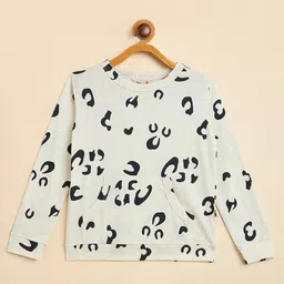 StyloBug Cotton Full Sleeves Leopard Spots Printed Light Winter Sweatshirt - Off White-picture-39