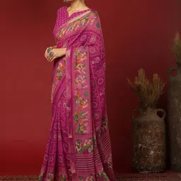 HERE&NOW Ethnic Motifs Poly Georgette Handloom Saree image 2