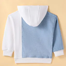 Little Kangaroos Fleece Knitted Full Sleeves Hooded Jacket With Kangaroo Pockets - White image 2