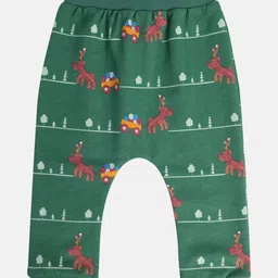 MINI KLUB Pack Of 3 Cotton Reindeer Patch Detailed & House Printed Pants - Green Yellow & Light Blue image 4