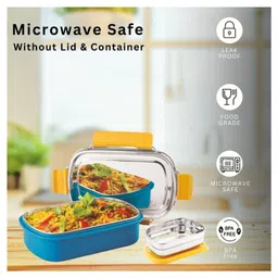 PddFalcon Stainless Steel Comet Pro With 180ml Bonus Container 100% Leakproof and Microwave-Safe Lunch Box Purple - 930ml image 4