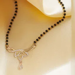 DIVASTRI Gold-Plated Brass Artificial Stones & Beads Mangalsutra-image-16