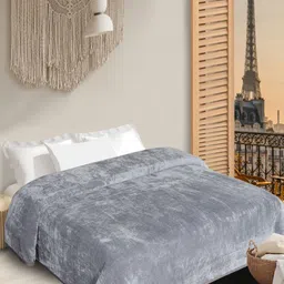 BLUEDOT Grey Mink AC Room 300 GSM Double Bed Blanket image 2