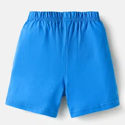 Babyhug Cotton Knit Mid Thigh Shorts with Text Print Pack of 3 - Coral White & Blue image 5