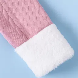 Mark & Mia Full Sleeves Winter Frock with Cable Knit Design & Pouch Attached Belt - Pink image 5