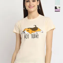 Dreambe Women Pack Of 3 Graphic Printed Round Neck Cotton T-shirts-picture-41