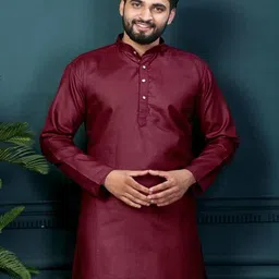 click n buy Men Maroon Kurtas-image-55