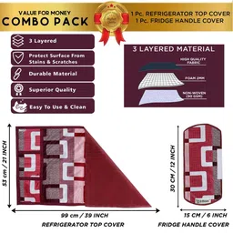 E-Retailer 2 Pieces Appliance Cover Combo Refrigerator Top Cover & Fridge Handle Cover image 2