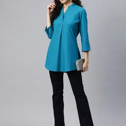 Nayam By Lakshita Mandarin Collar Cotton Tunic image 5