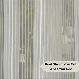 GEET CREATIONS Cream-Coloured Striped Sheer Door Curtain image 2