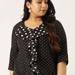theRebelinme Polka Dot Print Ruffles Crepe Top-image-72