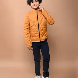 Lilpicks Couture Full Sleeves Solid Quilted Jacket With Front Pocket - Mustard Yellow-picture-20