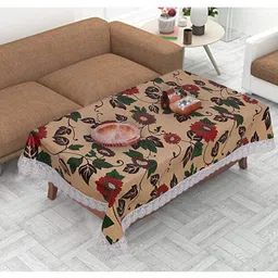 Dakshya Industries PVC Printed Waterproof Rectangle 4 Seater Table Cover - Yellow-picture-20