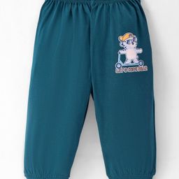 Tango Single Jersey Cotton Knit Full Length Lounge Pant with Tiger Print - Teal Blue-picture-40