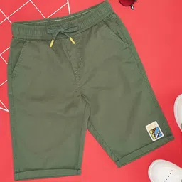 Pantaloons Junior Cotton Solid Shorts - Olive-image-33