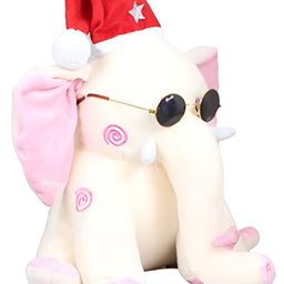 Tickles Elephant Wearing Santa Cap Christmas Soft Stuffed Plush Animal Toy for Kids Boys & Girls Birthday Gift (Color: White Size: Length 30 cm)-picture-4