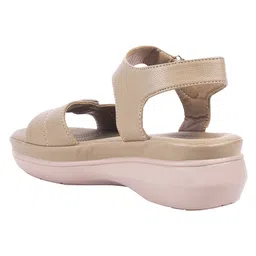 Shoetopia Textured Velcro Closure Sandals - Beige image 3
