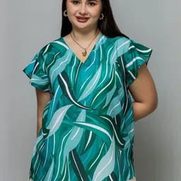 PURYS PLUS Women Tropical Printed Flared Sleeves Regular Top-image-60