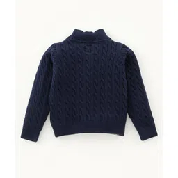 yellow apple Yellow AppleKnitted Full SleevesCable Knit Designed Sweater Set - Navy Blue image 3