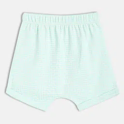 MINI KLUB Cotton Knit Pack Of 2 Checked & Cat Patch Detailed Shorts - Blue & Yellow image 4