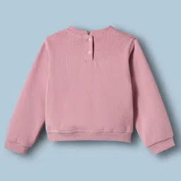 Little Kangaroos Cotton Knit Full Sleeves Winter Wear Sweatshirt Skirt & Leggings Set with Reindeer Applique & Check with Sequin Detailing - Pink & White image 3