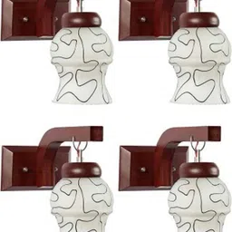 1ST TIME Black & Brown Printed Wood Contemporary Abstract Shaped Shaped Wall Lamp image 5