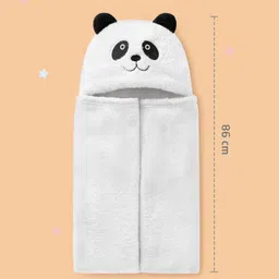 ZOE Supersoft Hooded Wearable Blanket Cum Wrapper with Unicorn Patch Detailing and Hooded Panda Applique Bath Wrapper Pack of 2 - White image 4