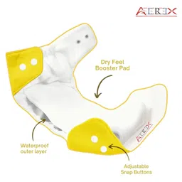 AEREX Reusable Baby Cloth Diapers For 6 Months to 3 Years With 2 Insert Pads & Giraffe Teether Soft Leak Proof Washable Diapers For New Born Babies image 4