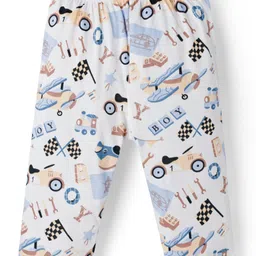 OHMS Single Jersey Knit Full Length Striped Lounge Pant with Vehicle & Animal Print Pack of 5 - Multicolor image 4