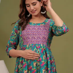 FEMARY Floral Print Maternity Maxi Dress image 2