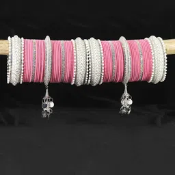 LAVAZZA Set Of 66 Crystals Studded Bridal Chuda Bangles Set-picture-32