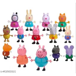 Domenico Pig Family 14-Piece Figurine Set with Movable Arms & Legs Cute Cartoon Character Toy Figures for Kids | Action Playset for Storytelling & Gifting image 5