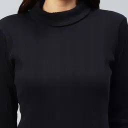 Rigo Black Full Sleeve Side Slit Sheath Dress image 2