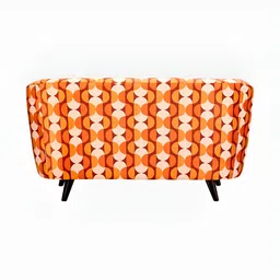 Duroflex Meadow Orange Colored & White Printed Pale Tangerine Interlace Loveseat image 3