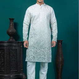 EKYAA Men Geometric Printed Thread Work Kurta-picture-22