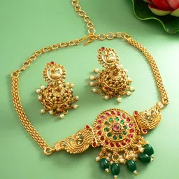 Anouk Gold-Plated Stone Studded & Beaded Jewellery Set-picture-22