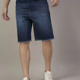 The Roadster Lifestyle Co Men Relaxed Fit Mid-RisePure Cotton Denim Shorts-image-21