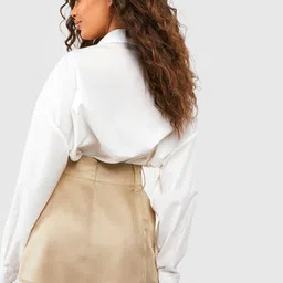 Boohoo Solid Pleated A-Line Mini Skirt image 2