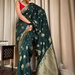 Moda Rapido Floral Zari Art Silk Handloom Banarasi Saree image 4