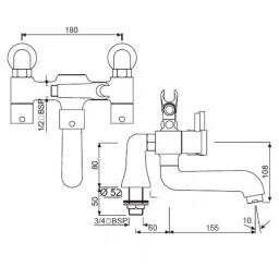 Jaquar Florentine Bath Tub Mixer Bathroom Faucet - FLR-CHR-5271N image 2