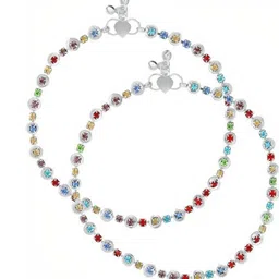 AamNa Enterprises Silver-Plated Artificial Beads Anklet image 2
