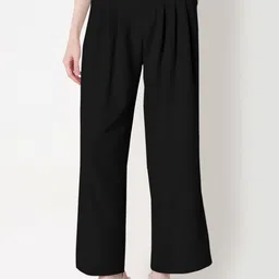 SHOWOFF Women High-Rise Pleated Relaxed Fit Cotton Korean Pants-image-72