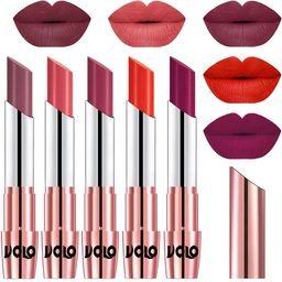 VOLO Set Of 5 Creme Matte Lipsticks-Plum 36-Dark Peach 37-Rose Pink 38-Coral 39-Magenta 45-picture-1
