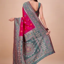 House of Pataudi Woven Design Saree With Blouse Piece image 3