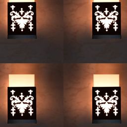 Gojeeva Black and White 4 Pieces Wooden Textured Square Shaped Wall Lamps-picture-35