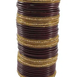 Adiba Fashion Factory Set Of 40 Brown Glass Artificial Stones Bangle-picture-32